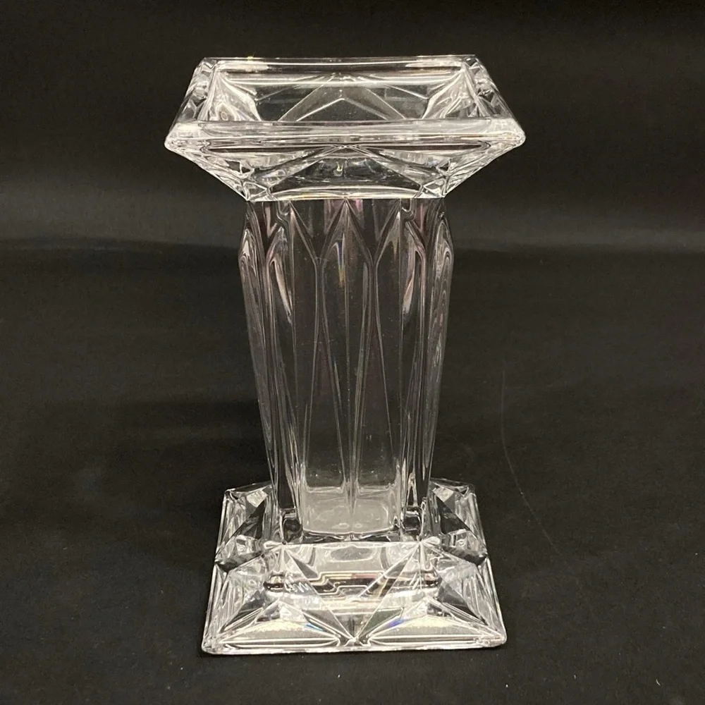 PartyLite Quad Prism Pedestal Lead Crystal Candle Holder Vase